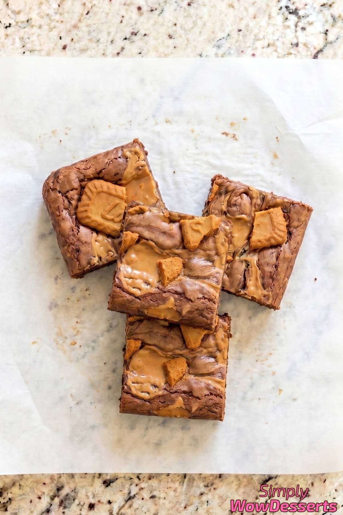 Luscious Biscoff fudgy brownies fresh cut