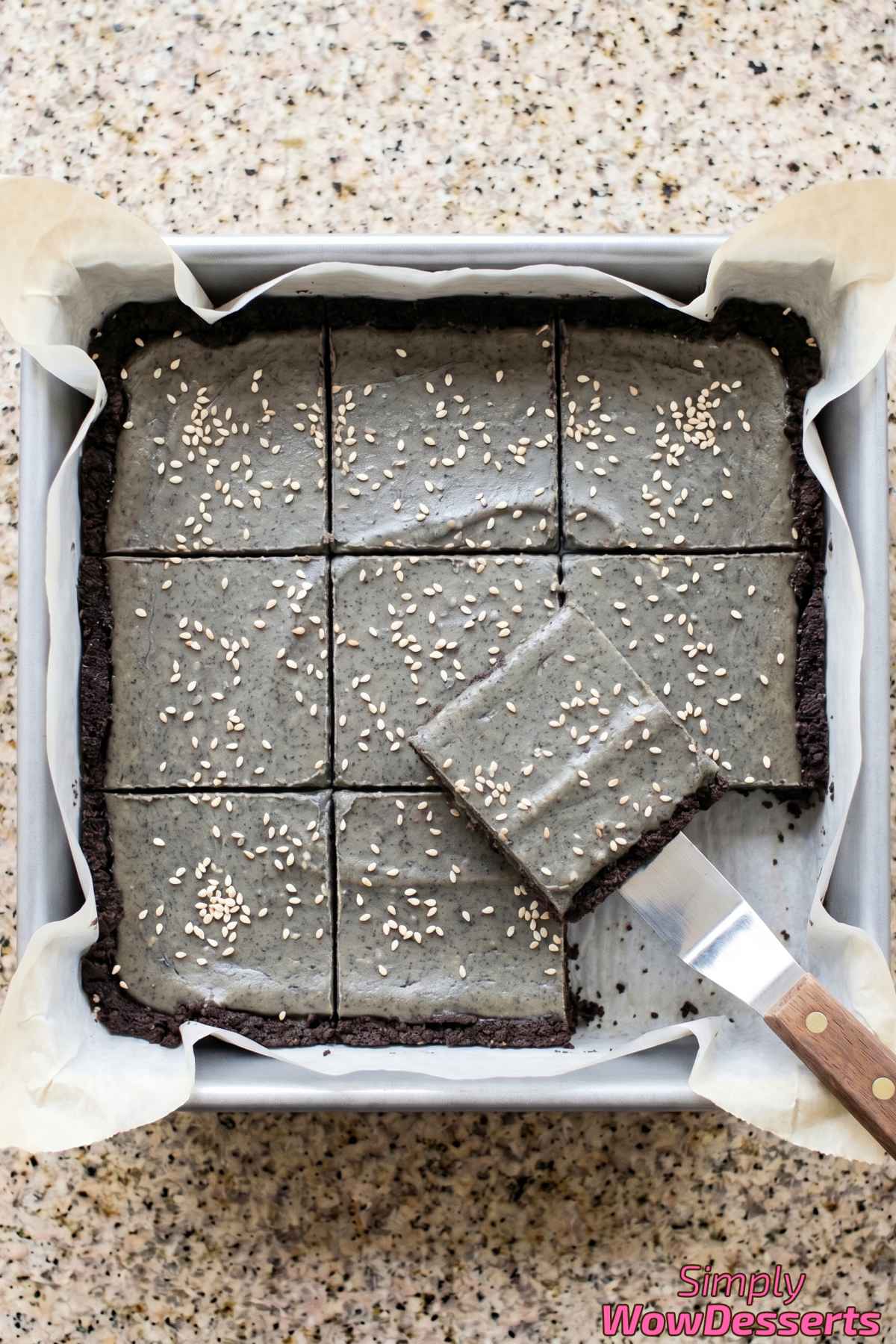 Velvety black sesame cheesecake bars