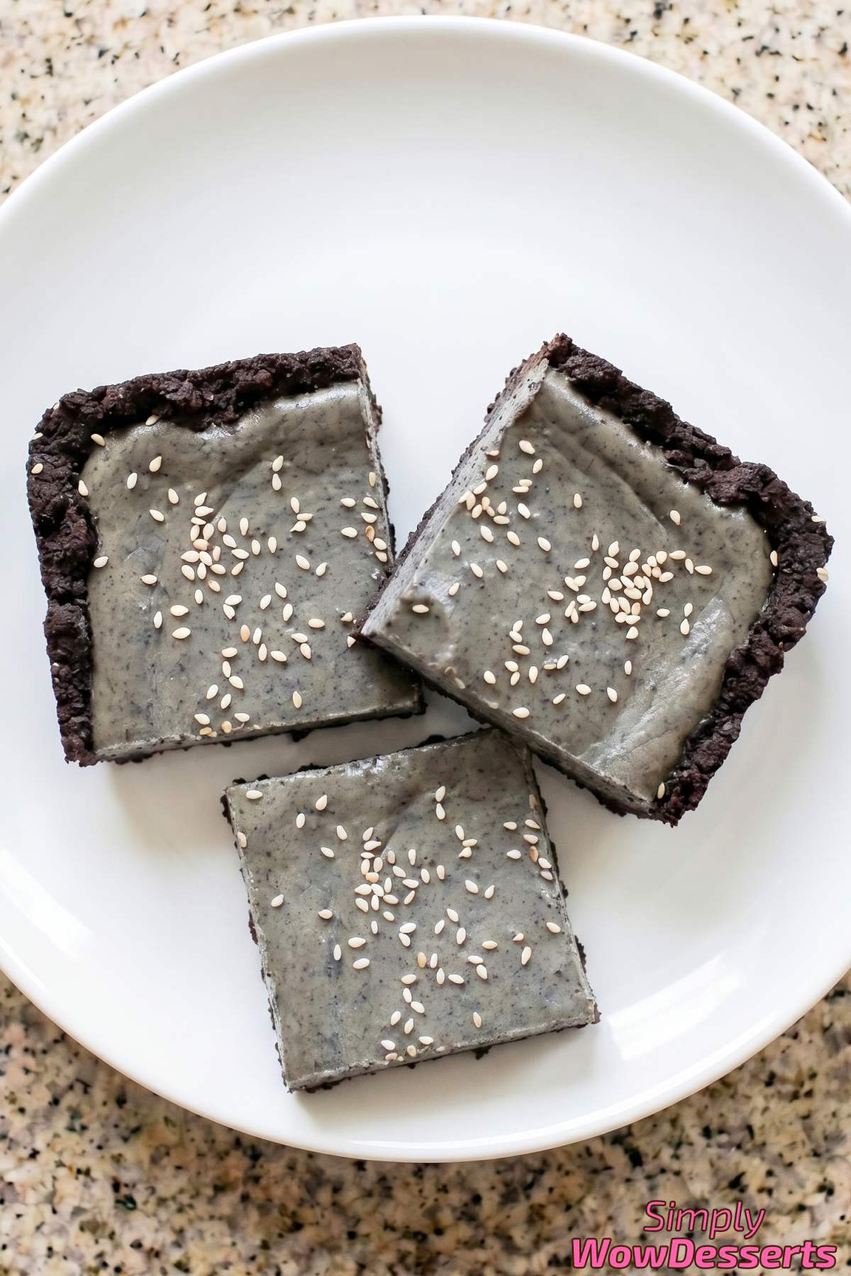 Gorgeous black sesame cheesecake bars