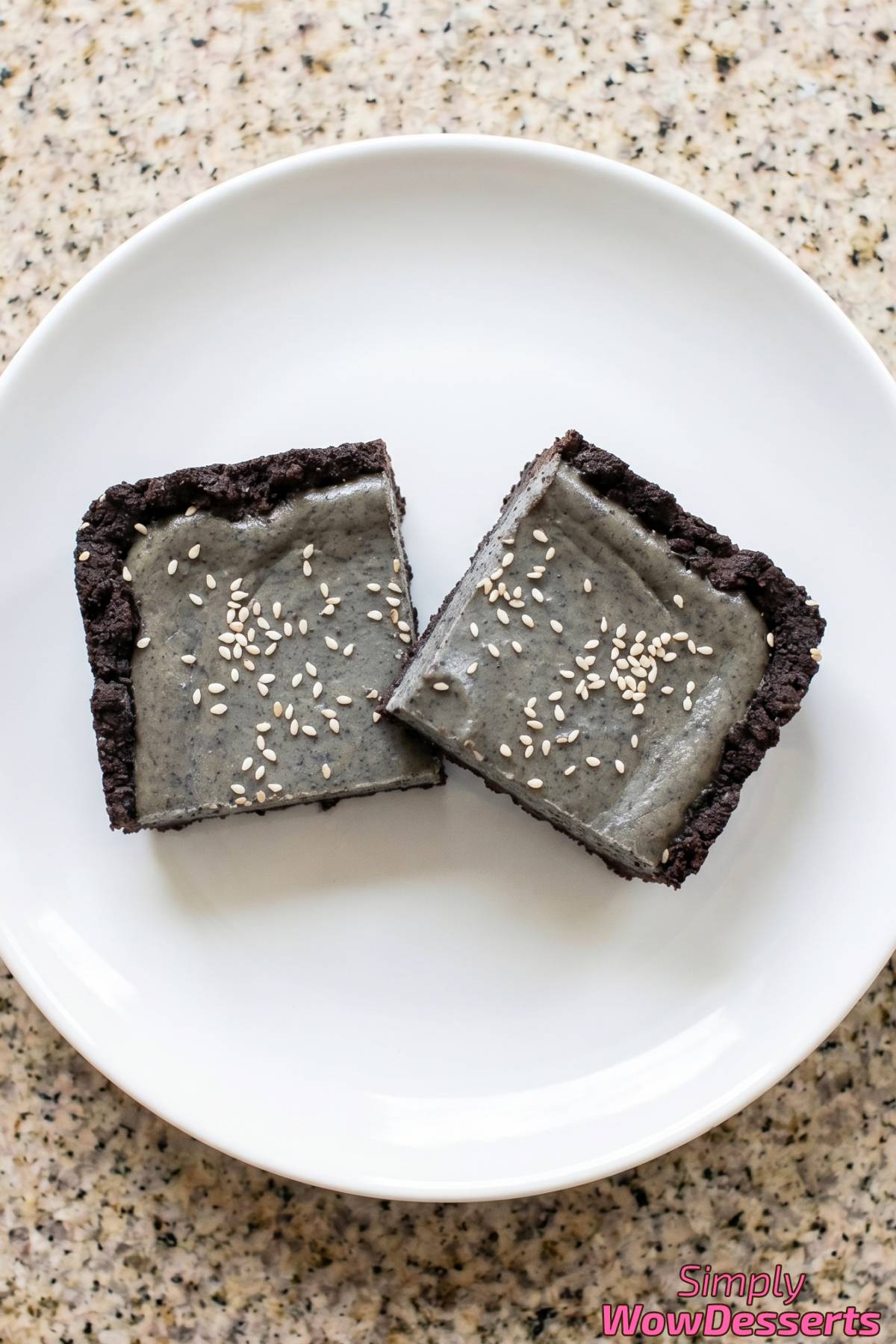Homemade black sesame cheesecake bars