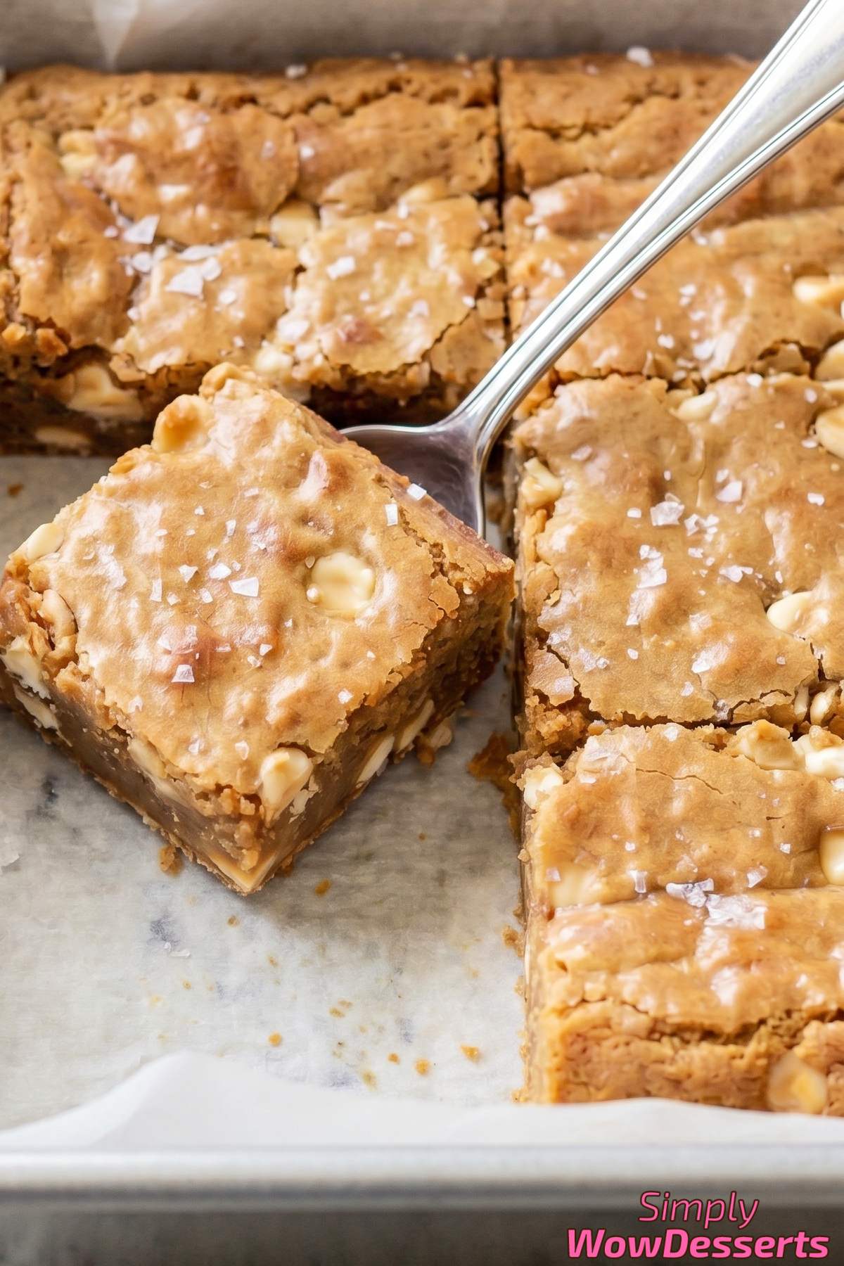 Golden brown butter miso blondies plated