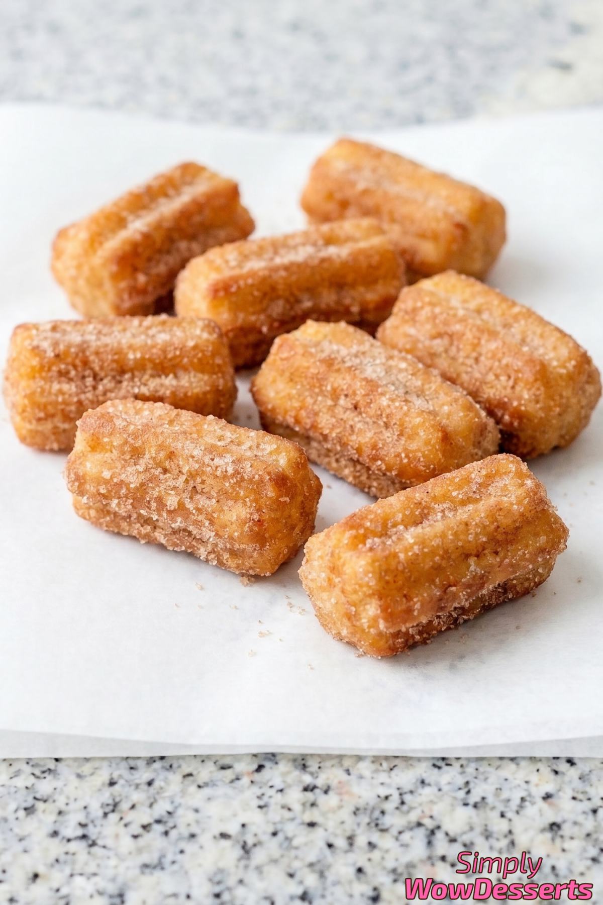 Homemade churro bites with chocolate dipping sauce