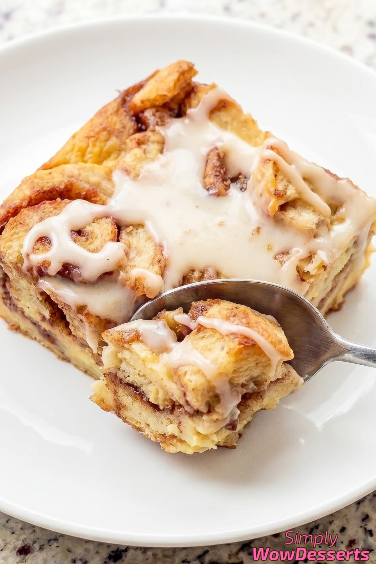 Homemade cinnamon roll bread pudding