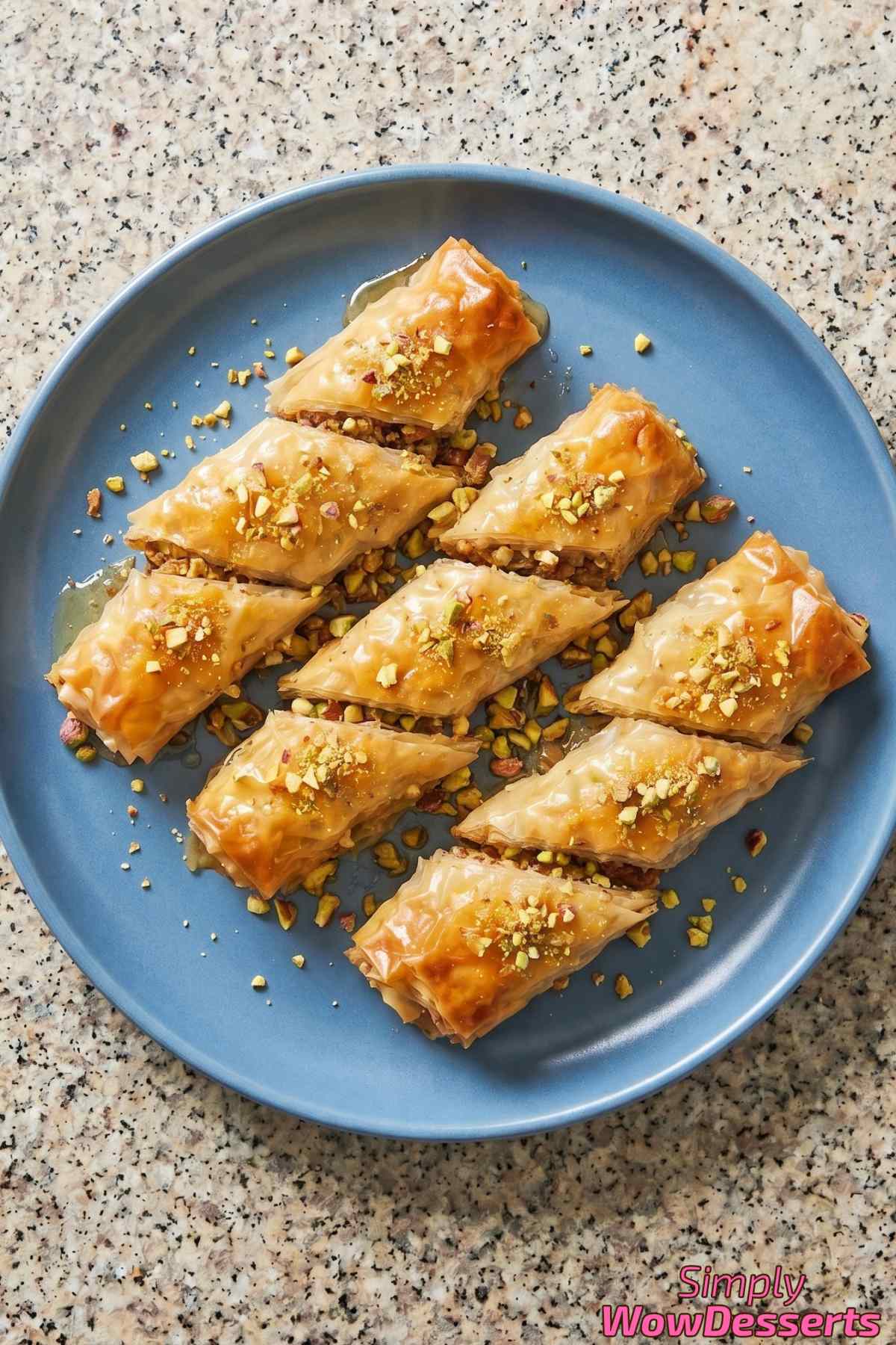 Buttery crispy baklava rolls freshly baked