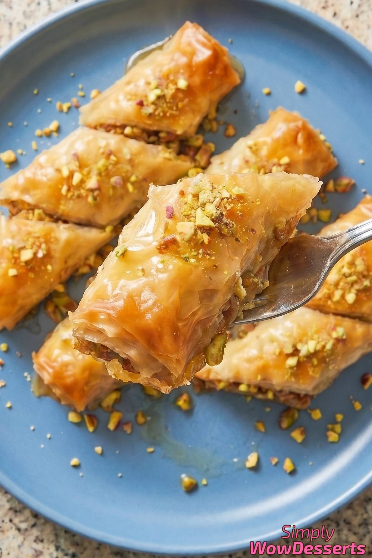 Sweet crispy baklava rolls with nuts