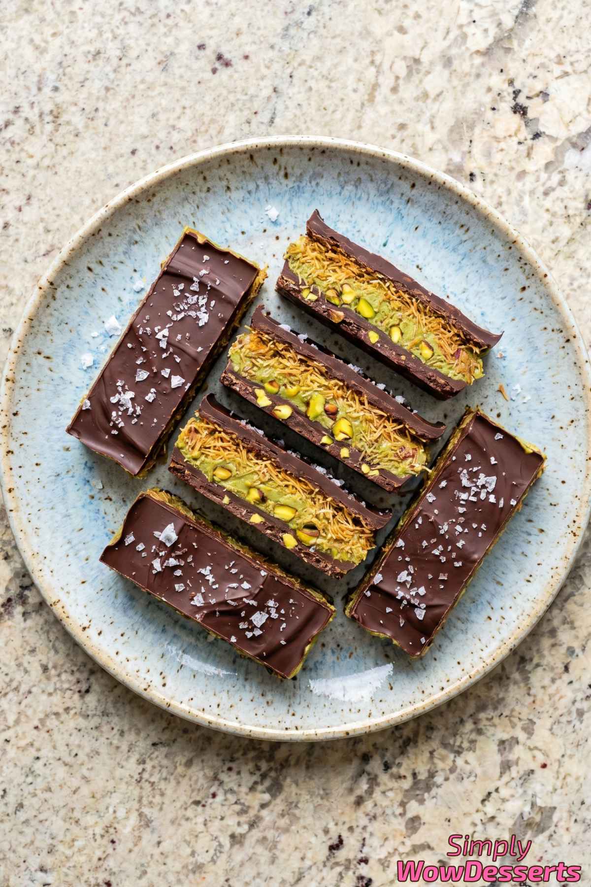 Indulgent Dubai chocolate bars arranged