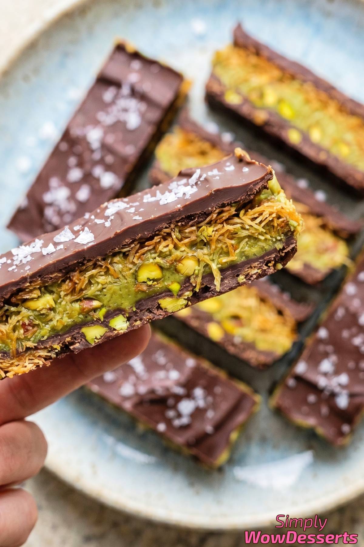 Luxurious Dubai chocolate bars stacked