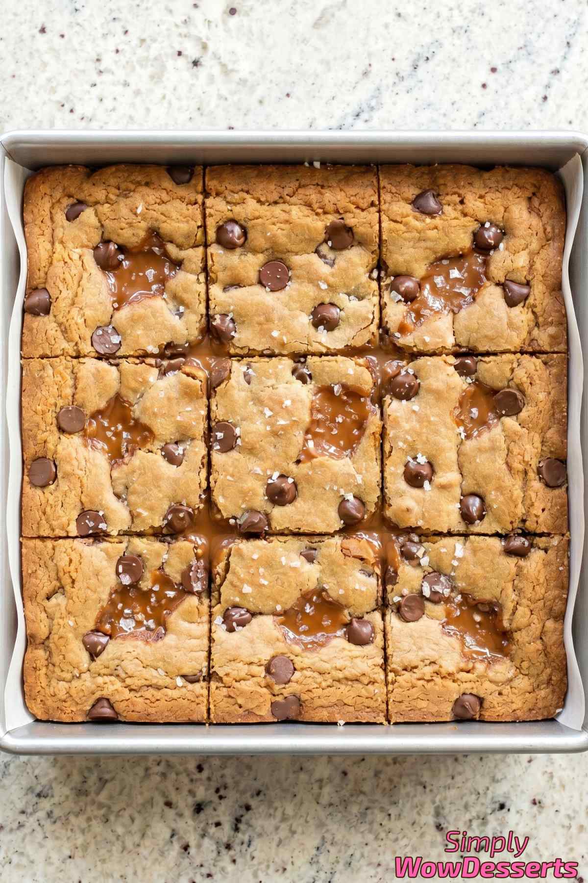 Chewy dulce de leche cookie bars stacked