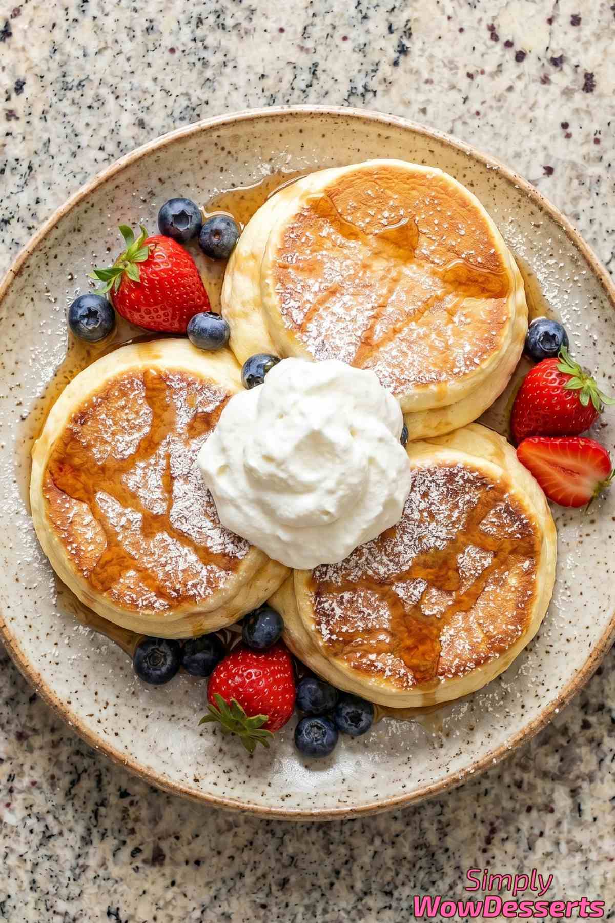 Pillowy Japanese souffle pancakes with cream
