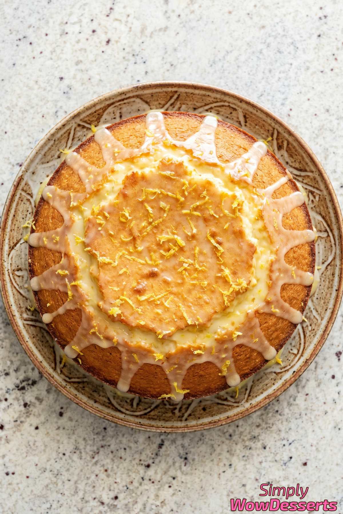 Easy lemon ricotta cake fresh from oven