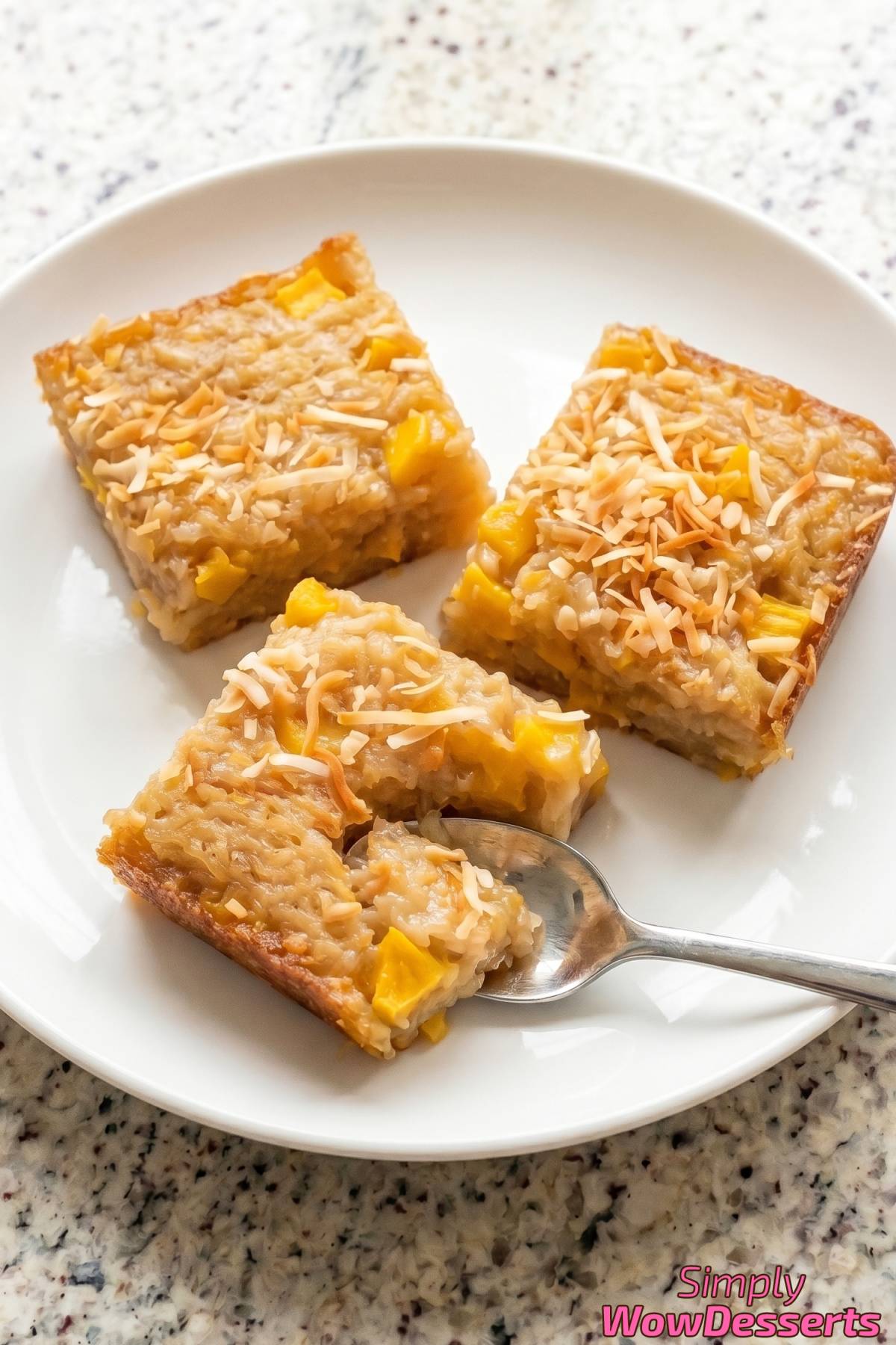 Fragrant mango coconut sticky rice cake