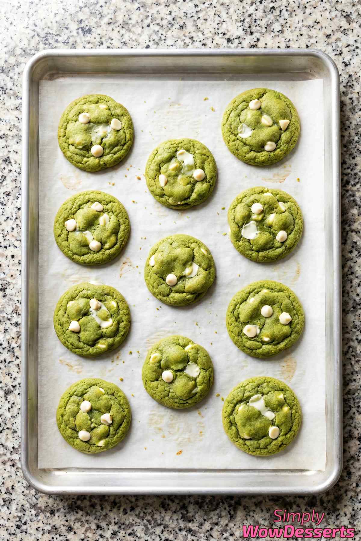 Tender matcha white chocolate cookies
