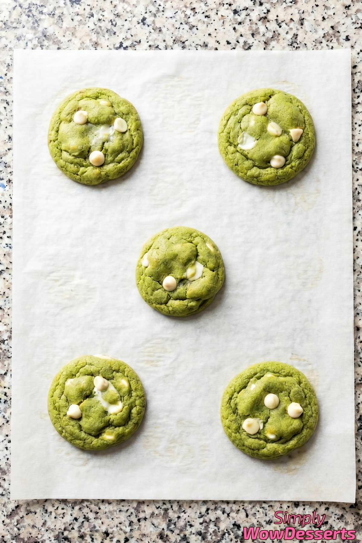 Homemade matcha white chocolate cookies