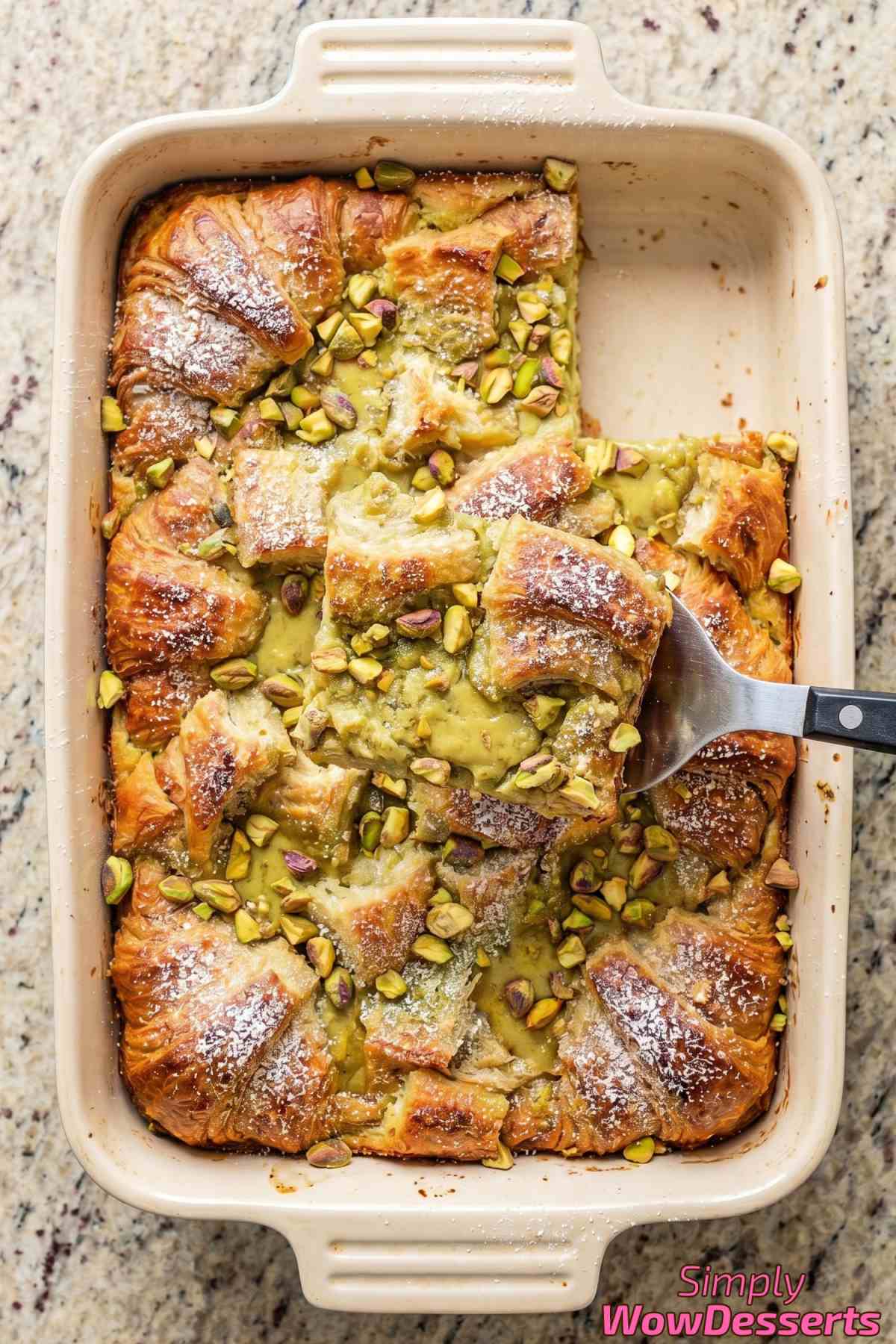 Irresistible pistachio cream croissant bake