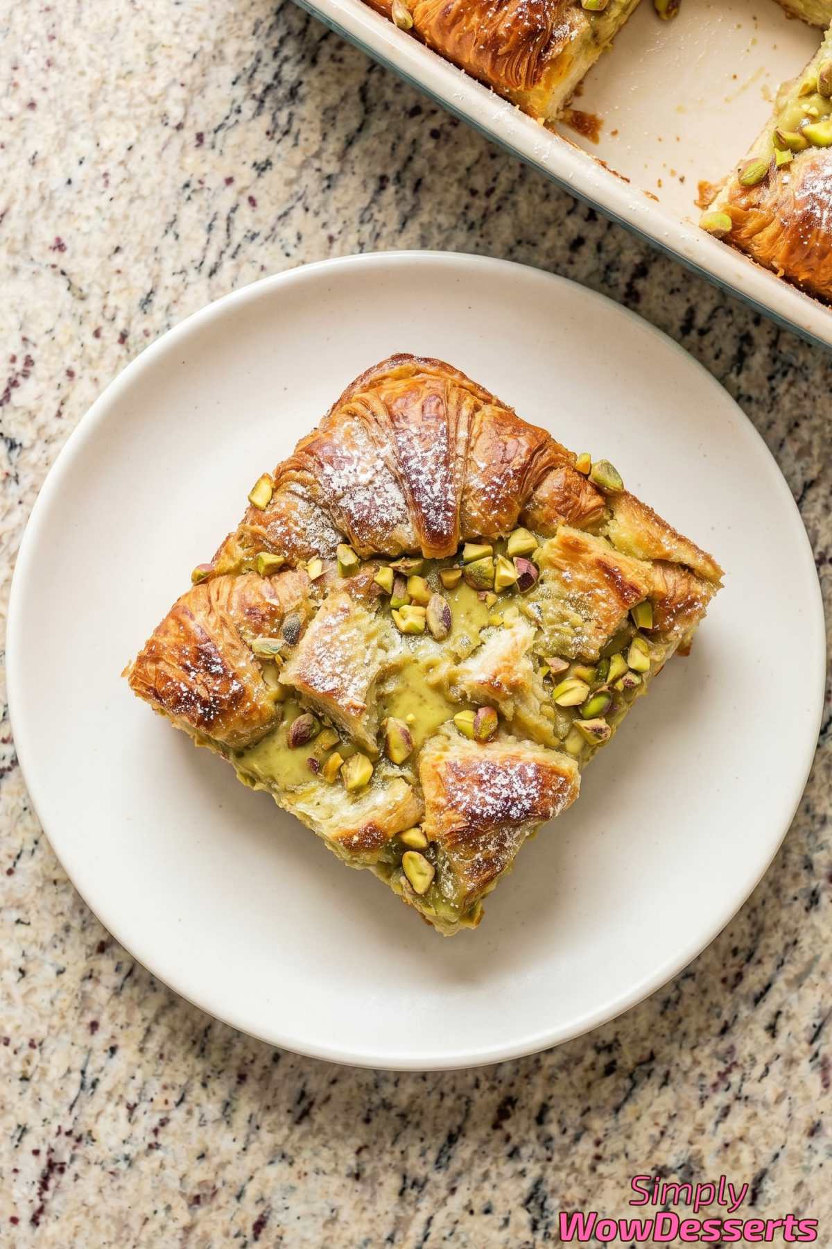 Luscious pistachio cream croissant bake