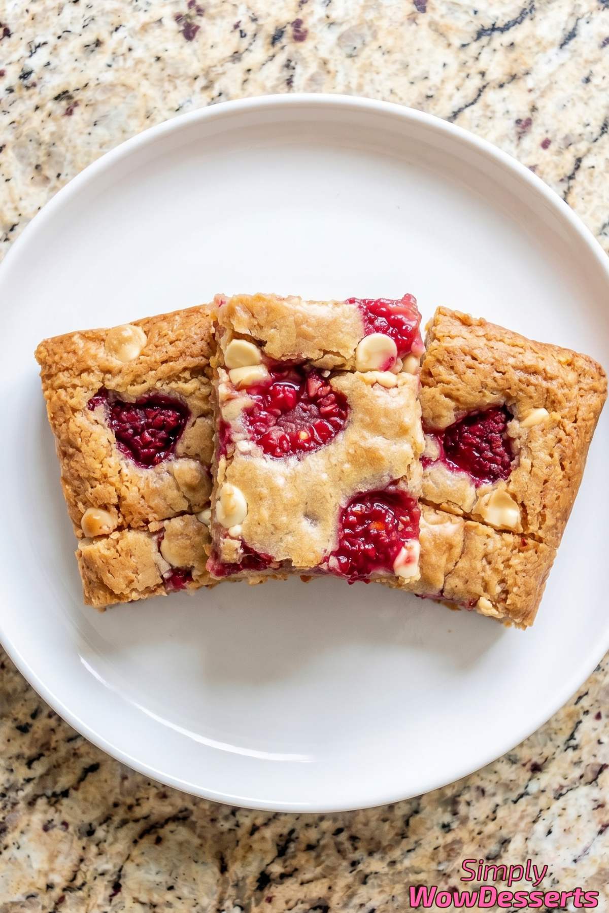 Luscious raspberry white chocolate blondies