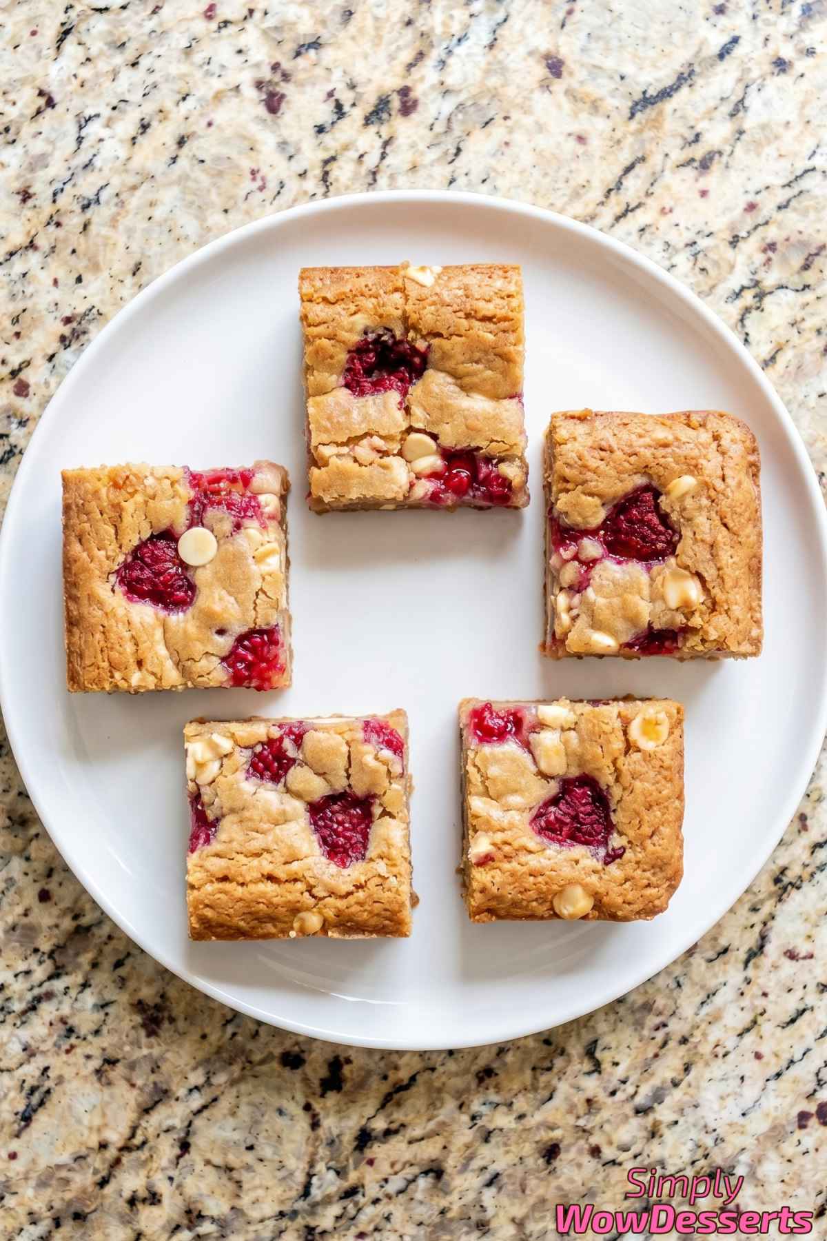 Golden raspberry white chocolate blondies