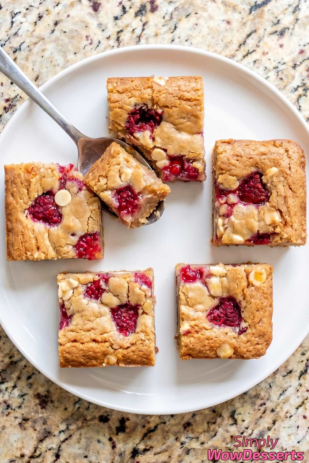 Chewy raspberry white chocolate blondies