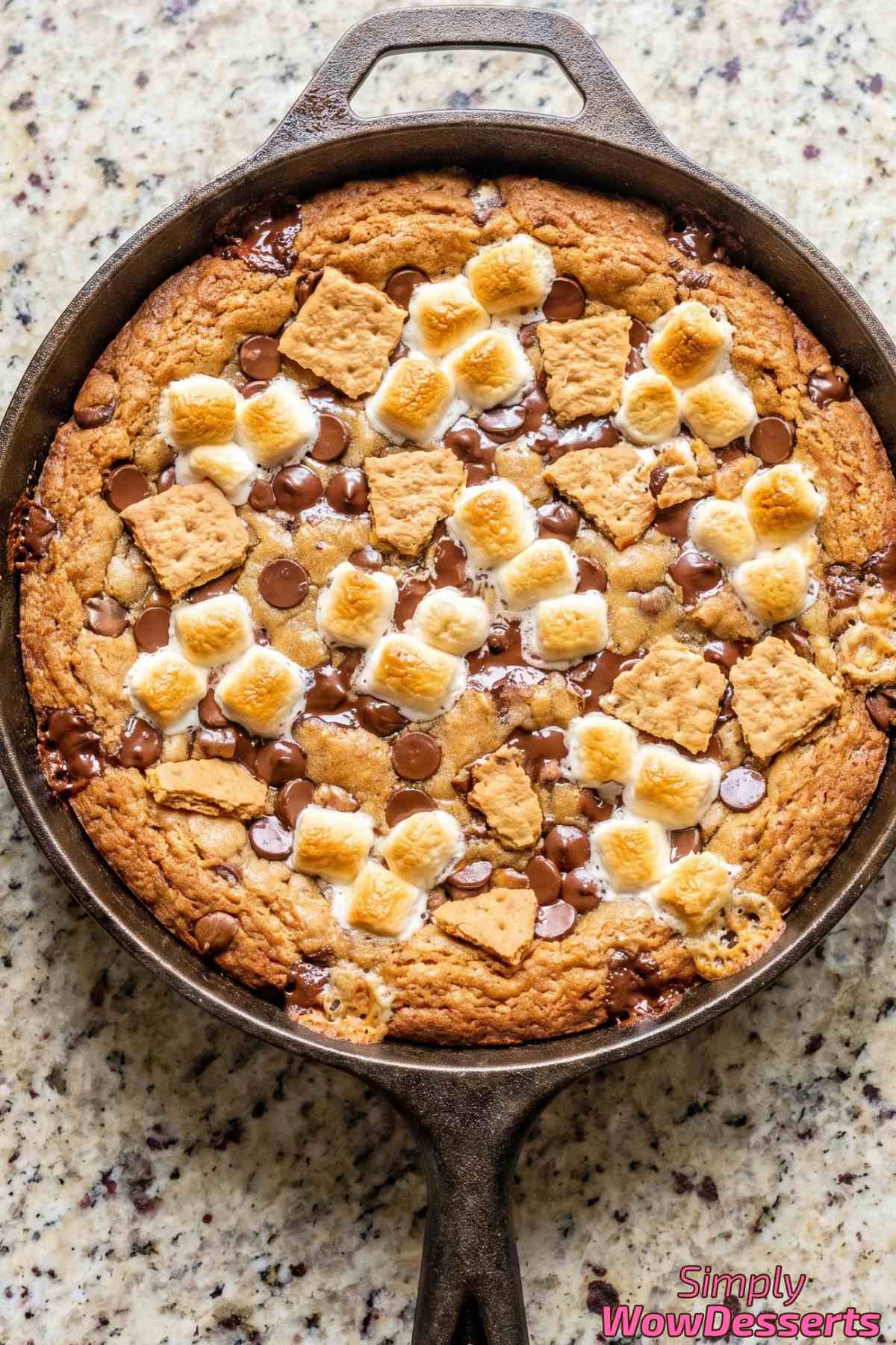 Irresistible s'mores skillet cookie in cast iron