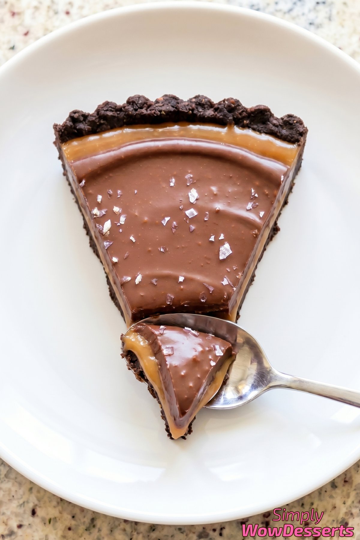 Homemade salted caramel chocolate tart