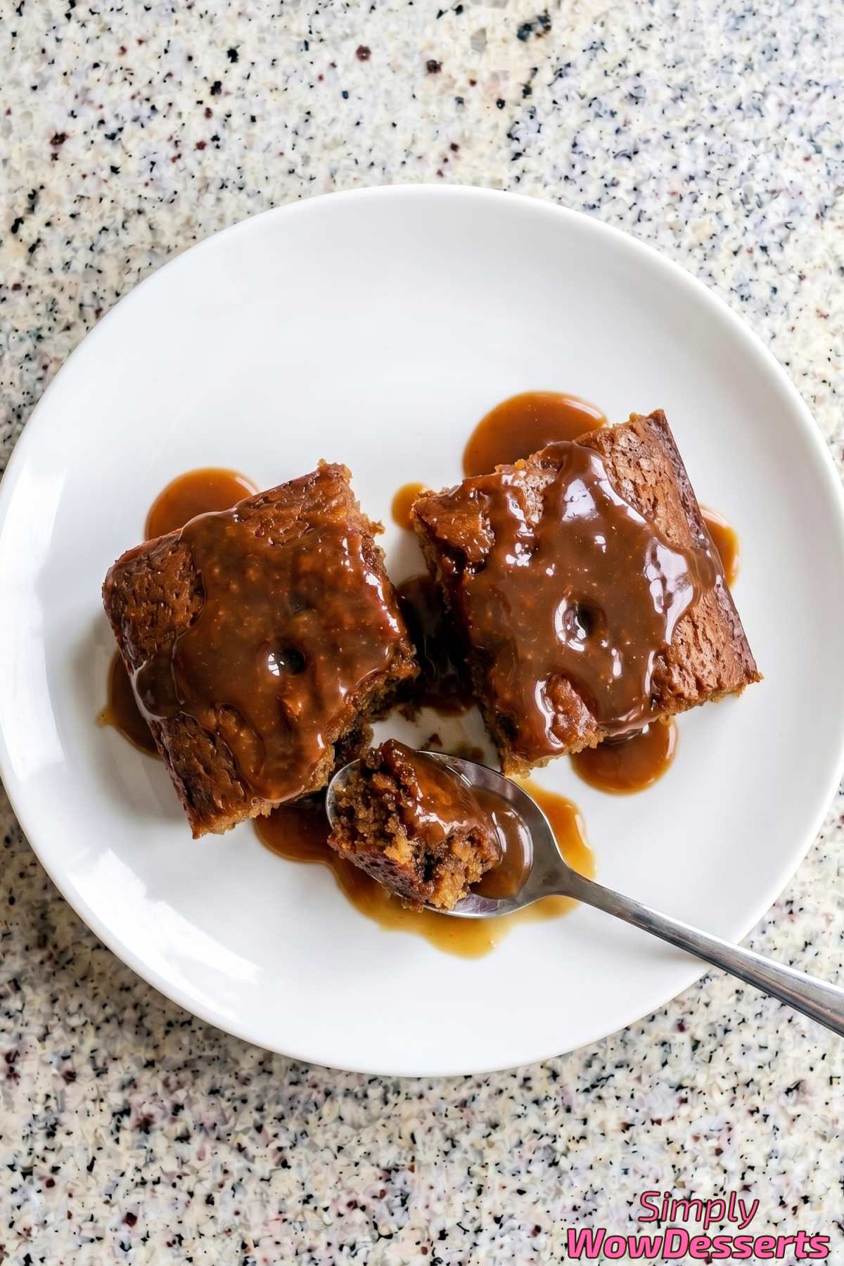 Indulgent sticky toffee pudding close-up