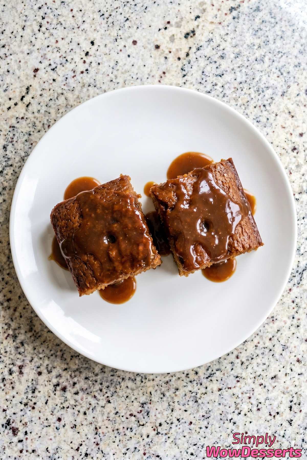 Moist sticky toffee pudding with caramel