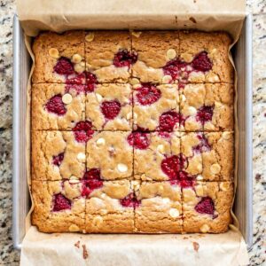 Raspberry White Chocolate Blondies