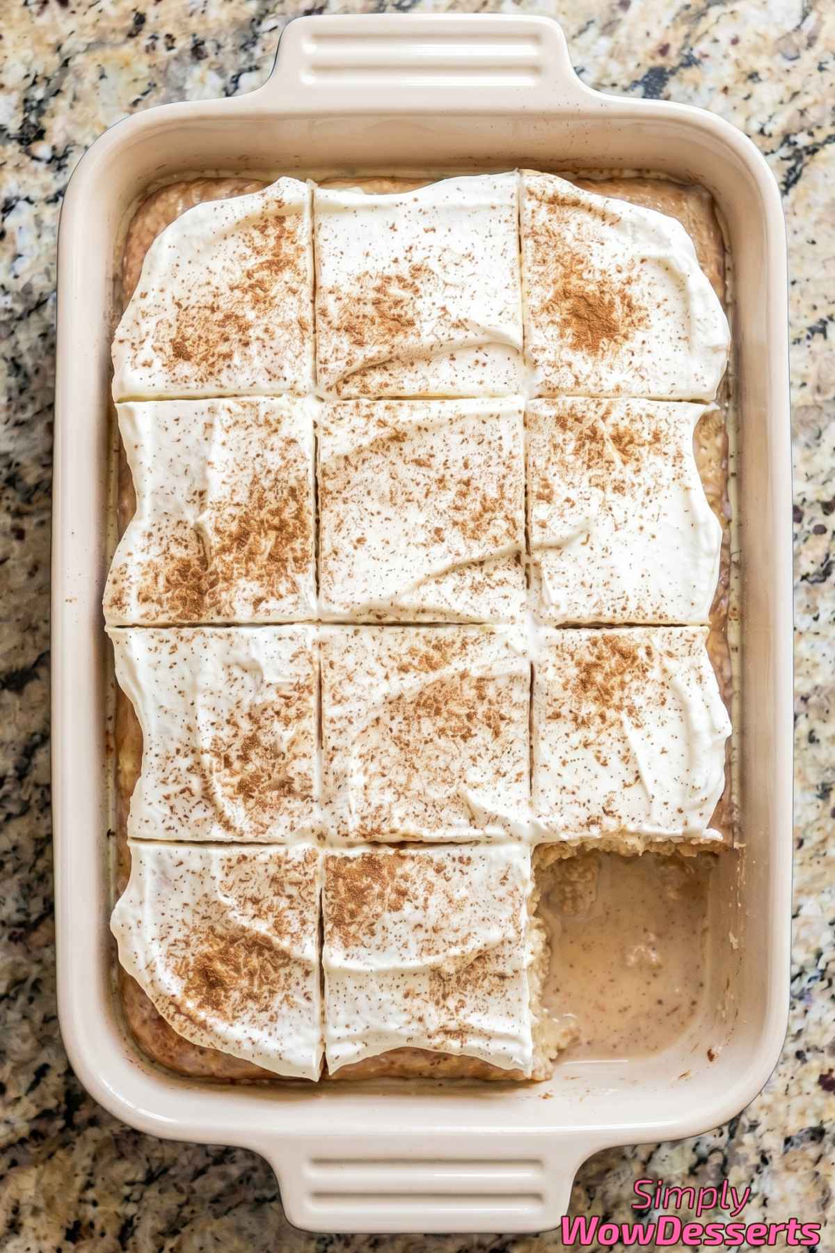 Classic tres leches cake with cinnamon