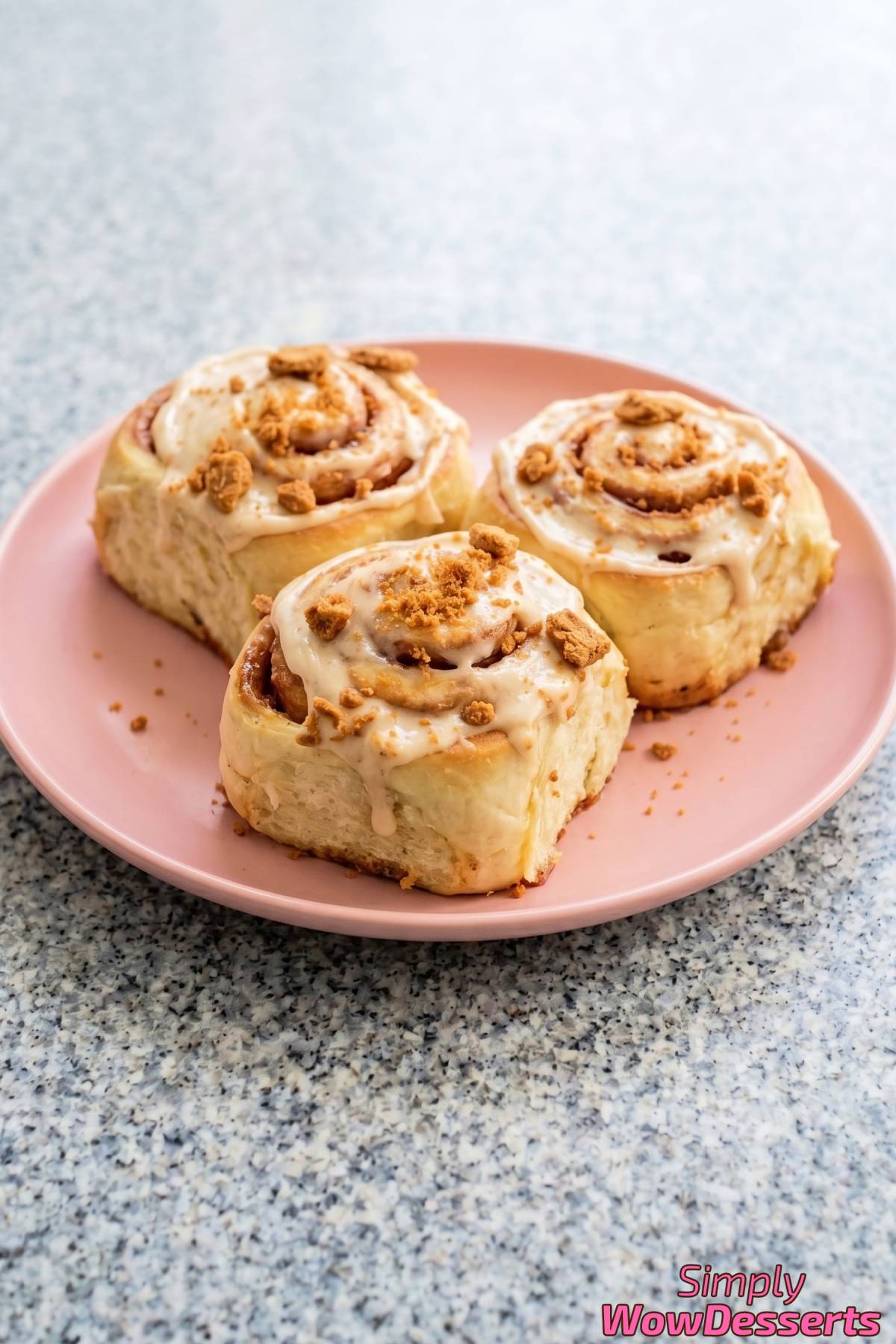 Indulgent Biscoff cinnamon rolls with icing