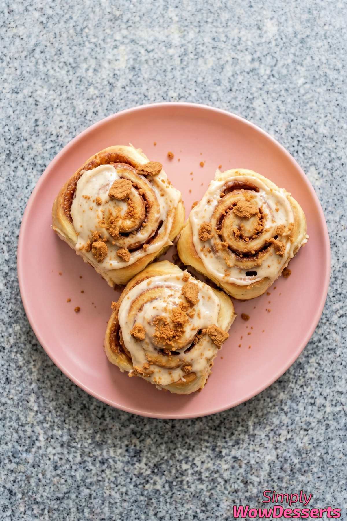 Caramelized Biscoff cinnamon rolls baked