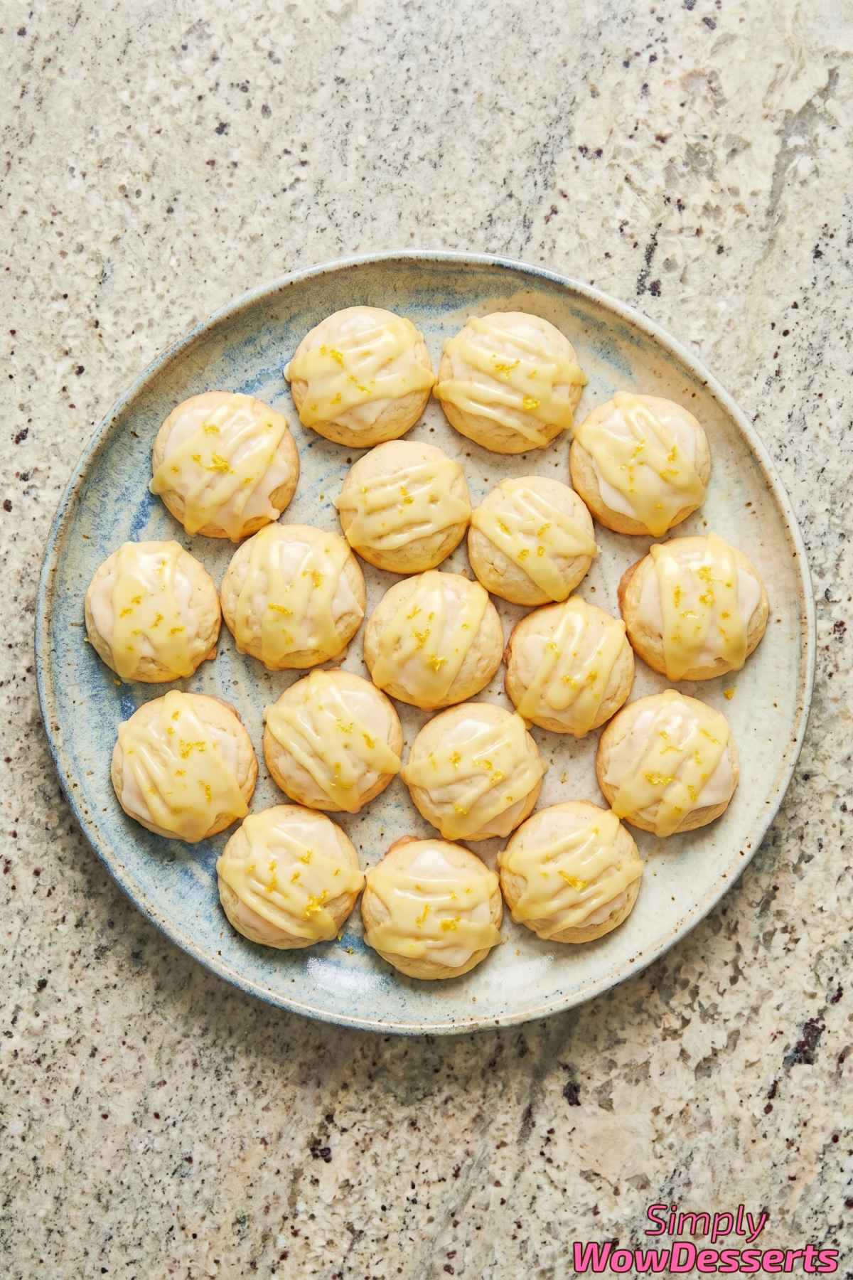 Glazed Italian lemon cookies fresh from oven