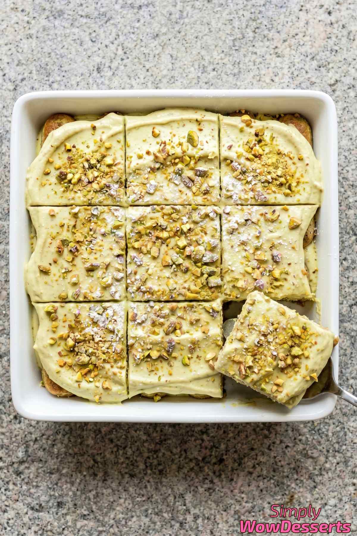 Decadent pistachio tiramisu dessert