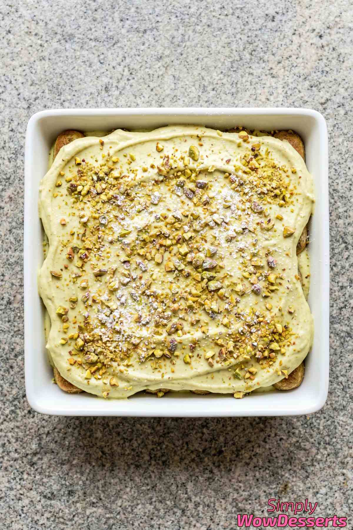 Nutty pistachio tiramisu dessert cup