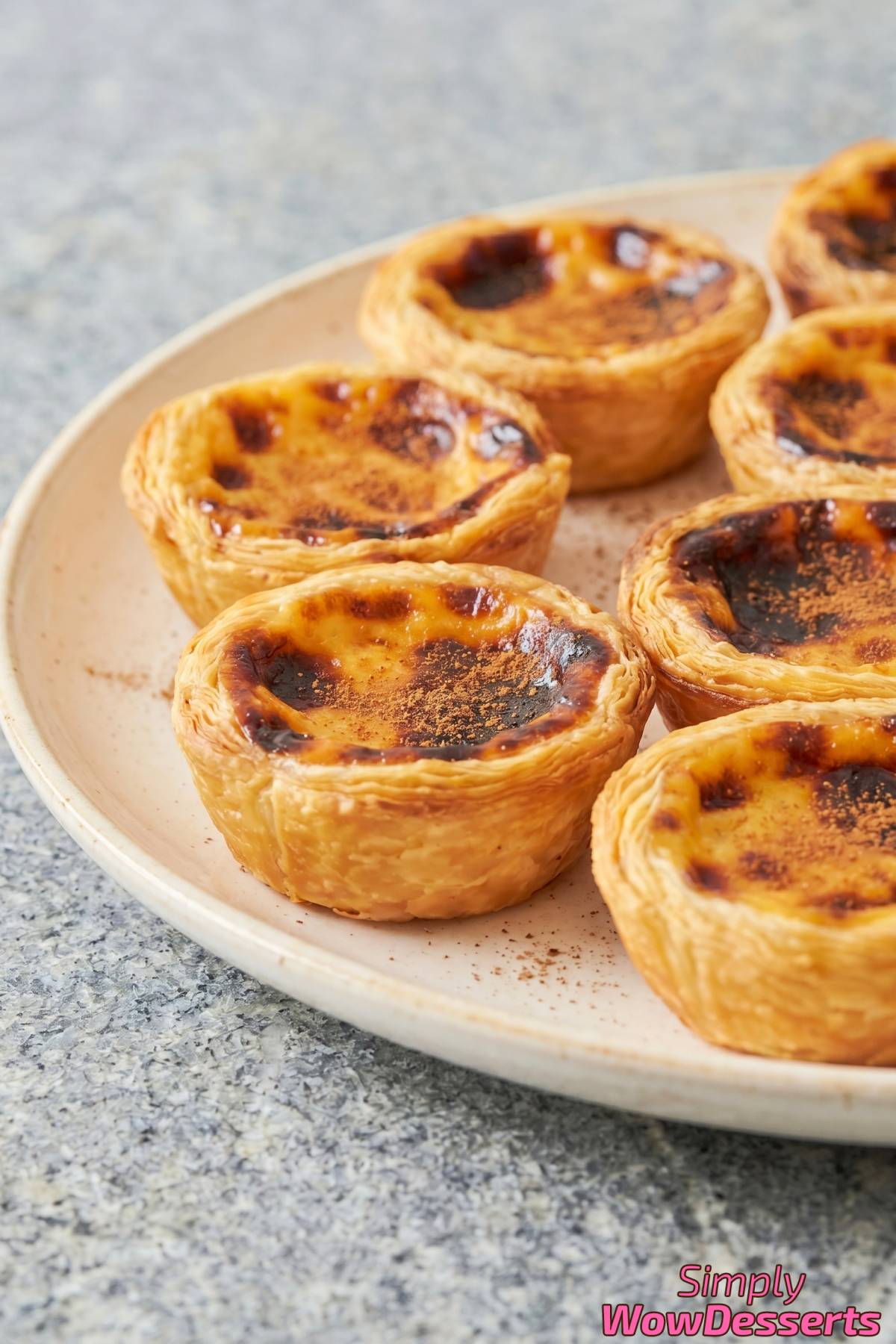 Pastel de nata Portuguese custard tarts close-up