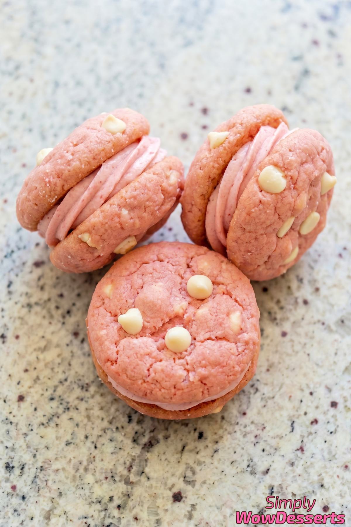 Pink-glazed strawberry shortcake cookies