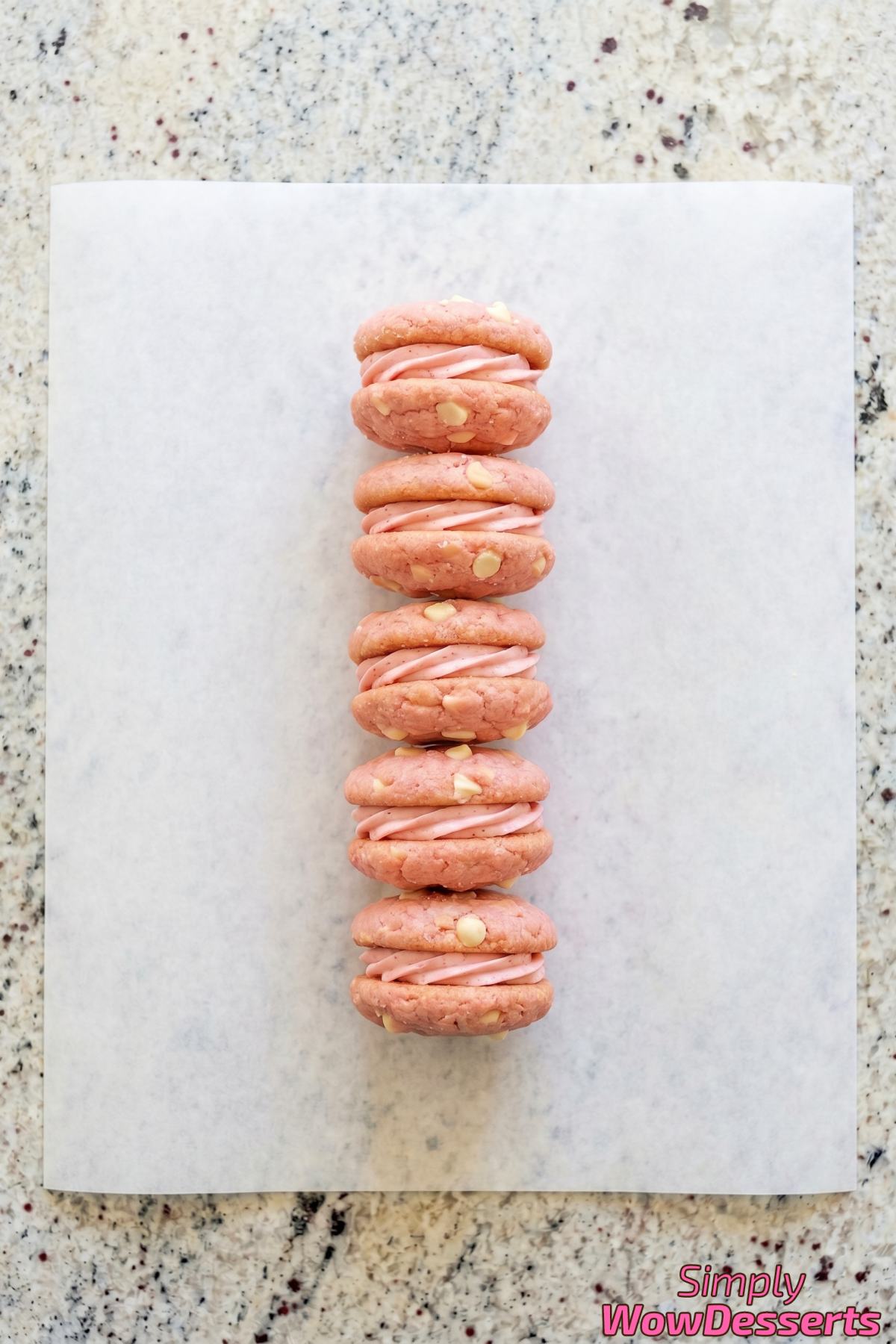 Pillowy strawberry shortcake cookies up close