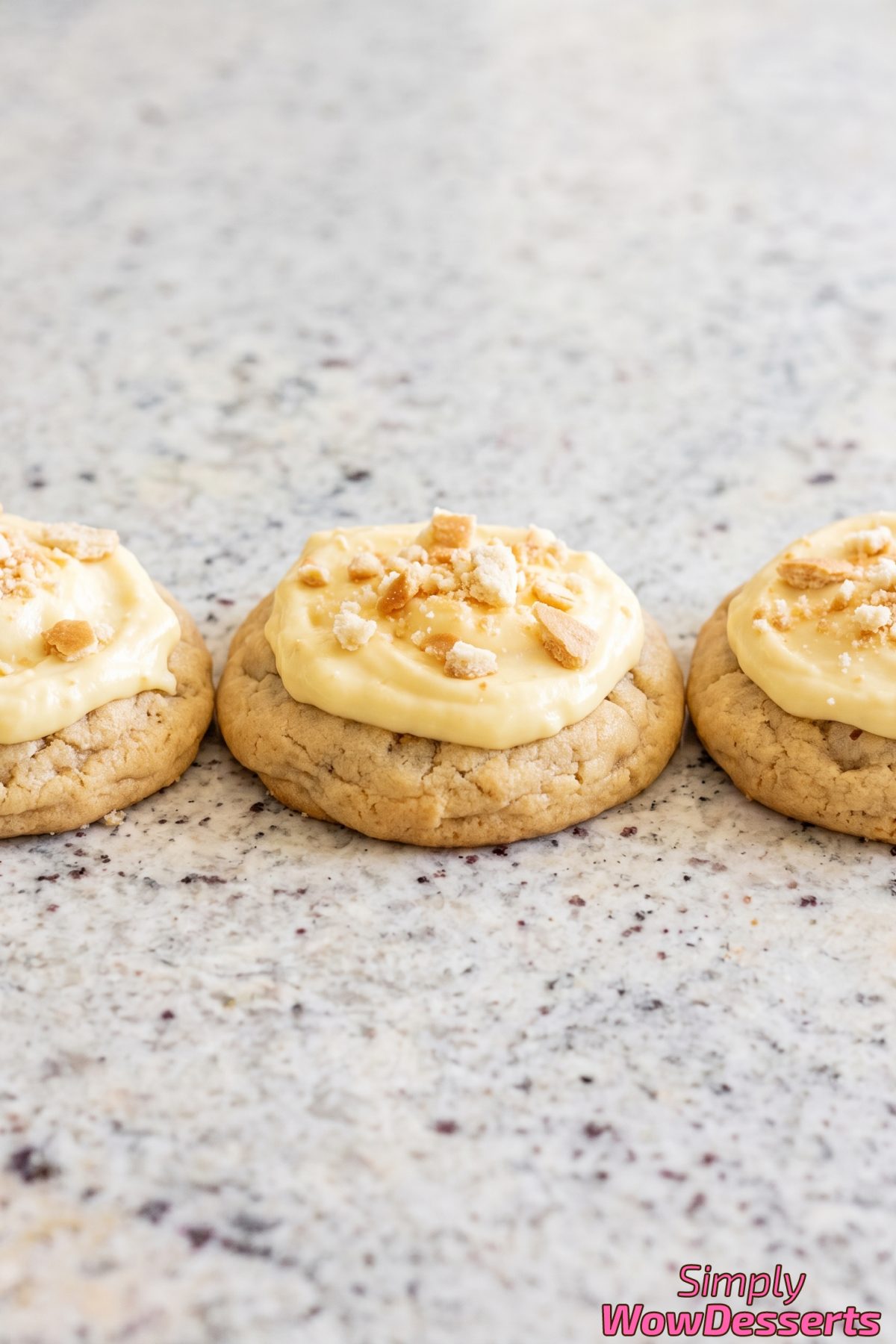 Banana cream pie cookies close up