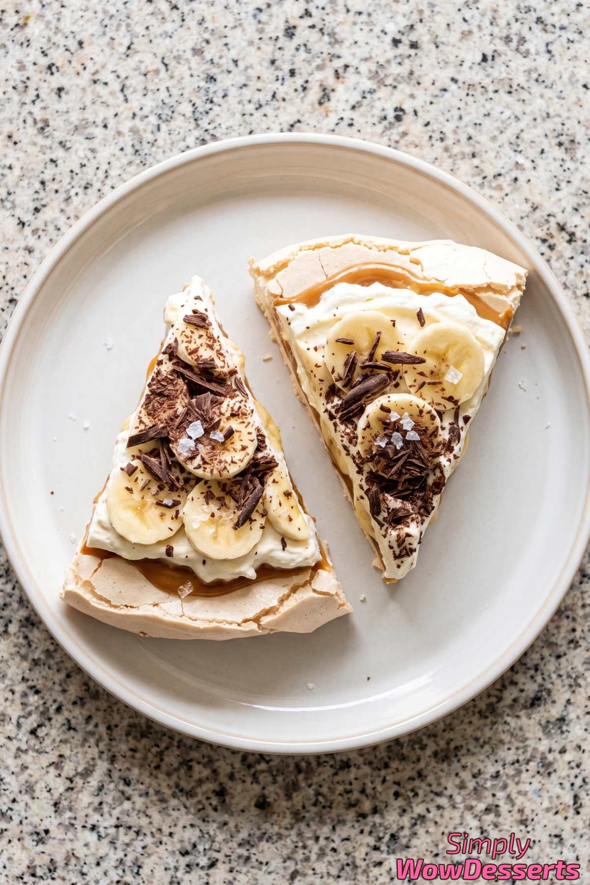 Banoffee pavlova with banana and toffee