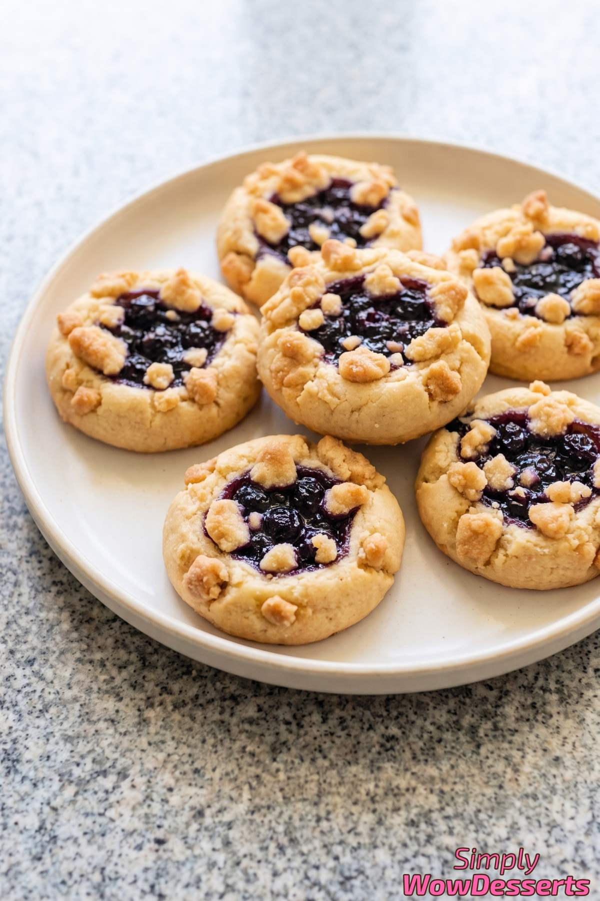Blueberry crumble cookies on a plate
