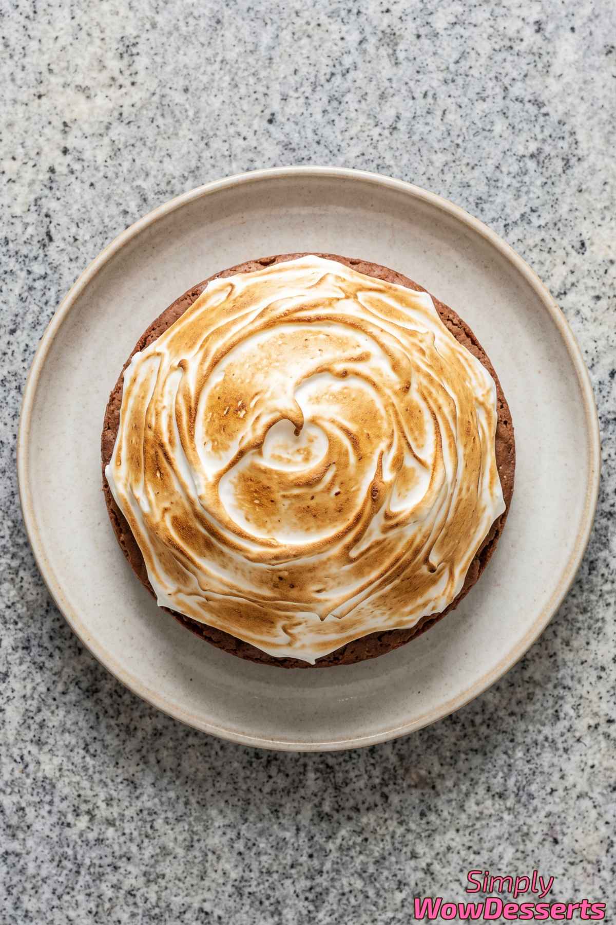 Brownie baked Alaska with ice cream