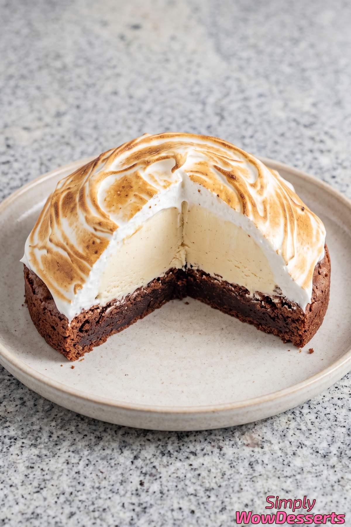 Irresistible brownie baked Alaska slice