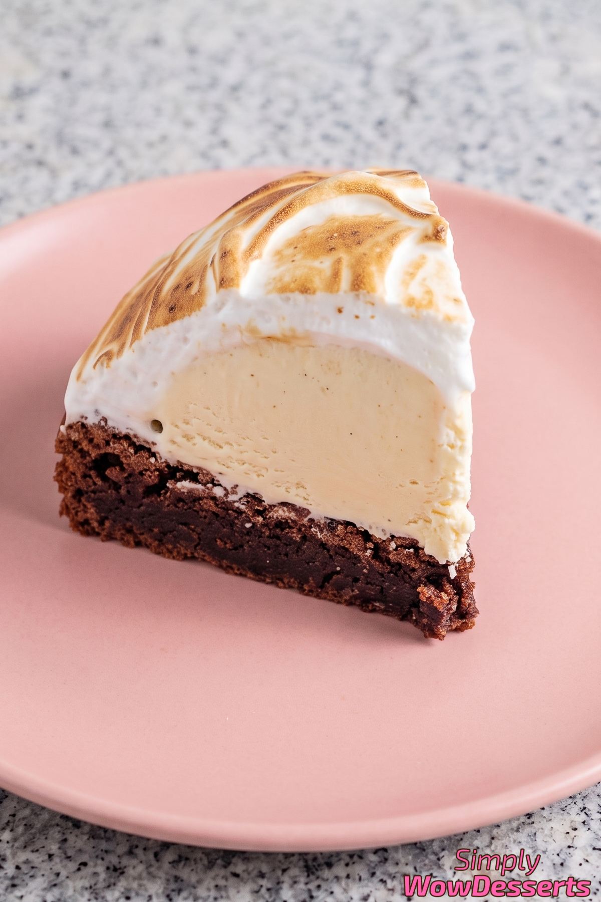 Golden toasted meringue brownie Alaska