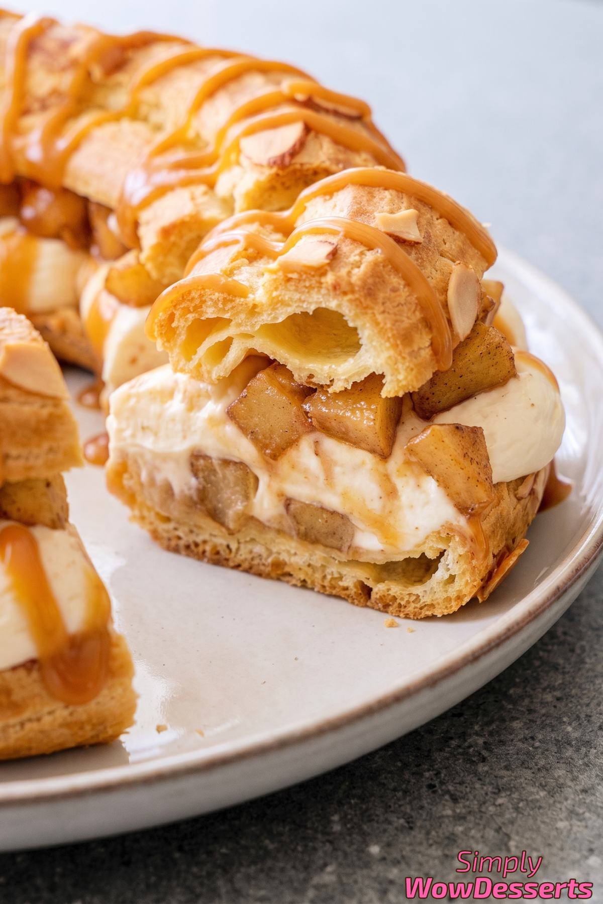 Buttery caramel apple cream puff