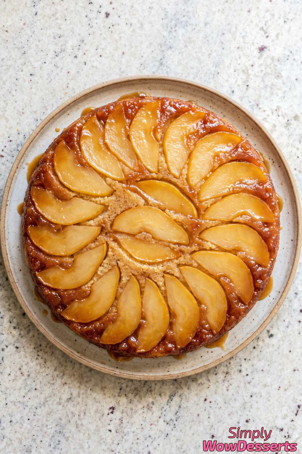 Tender pear upside-down cake with caramel
