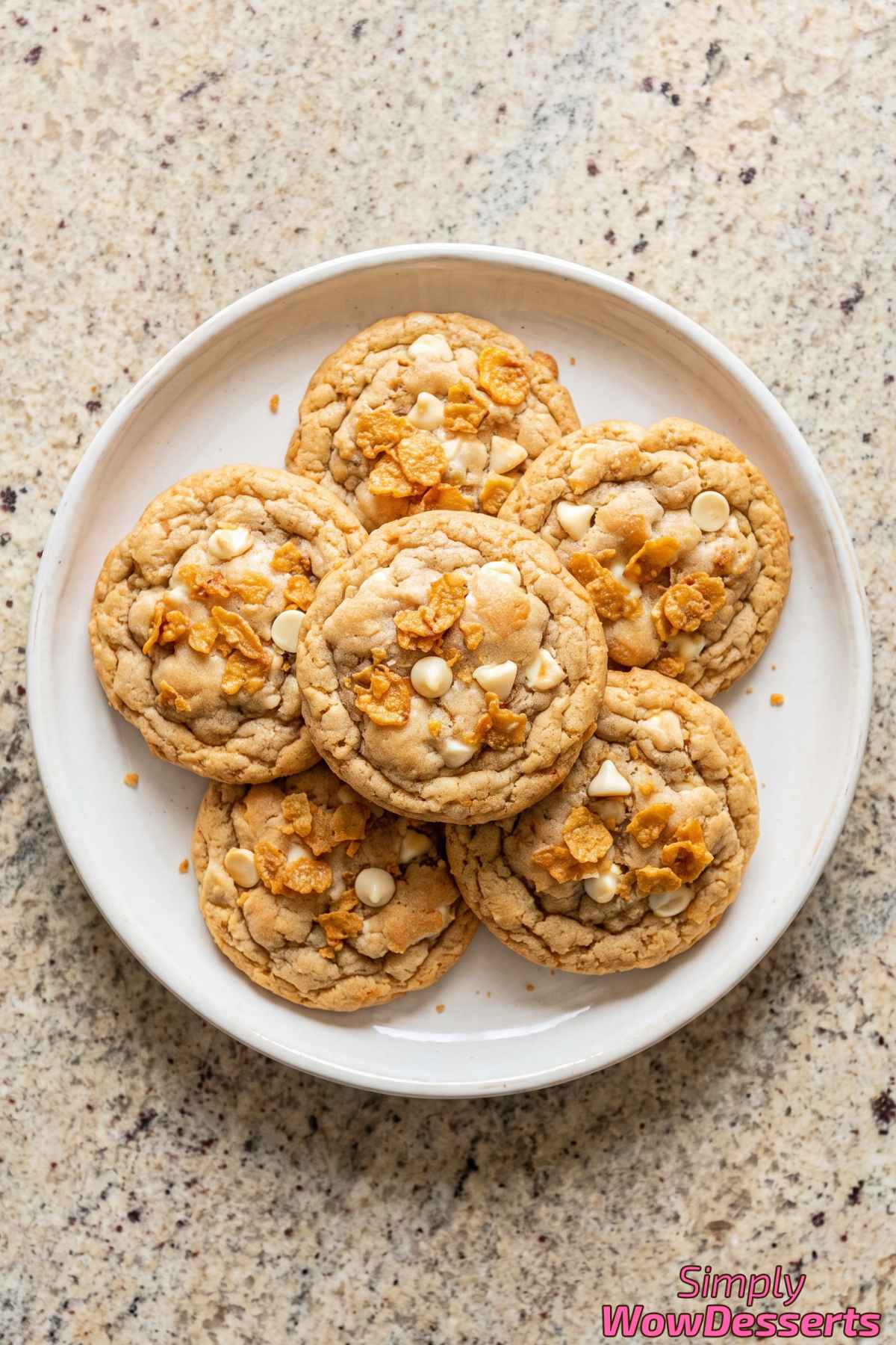 Cereal milk crunch cookies close up