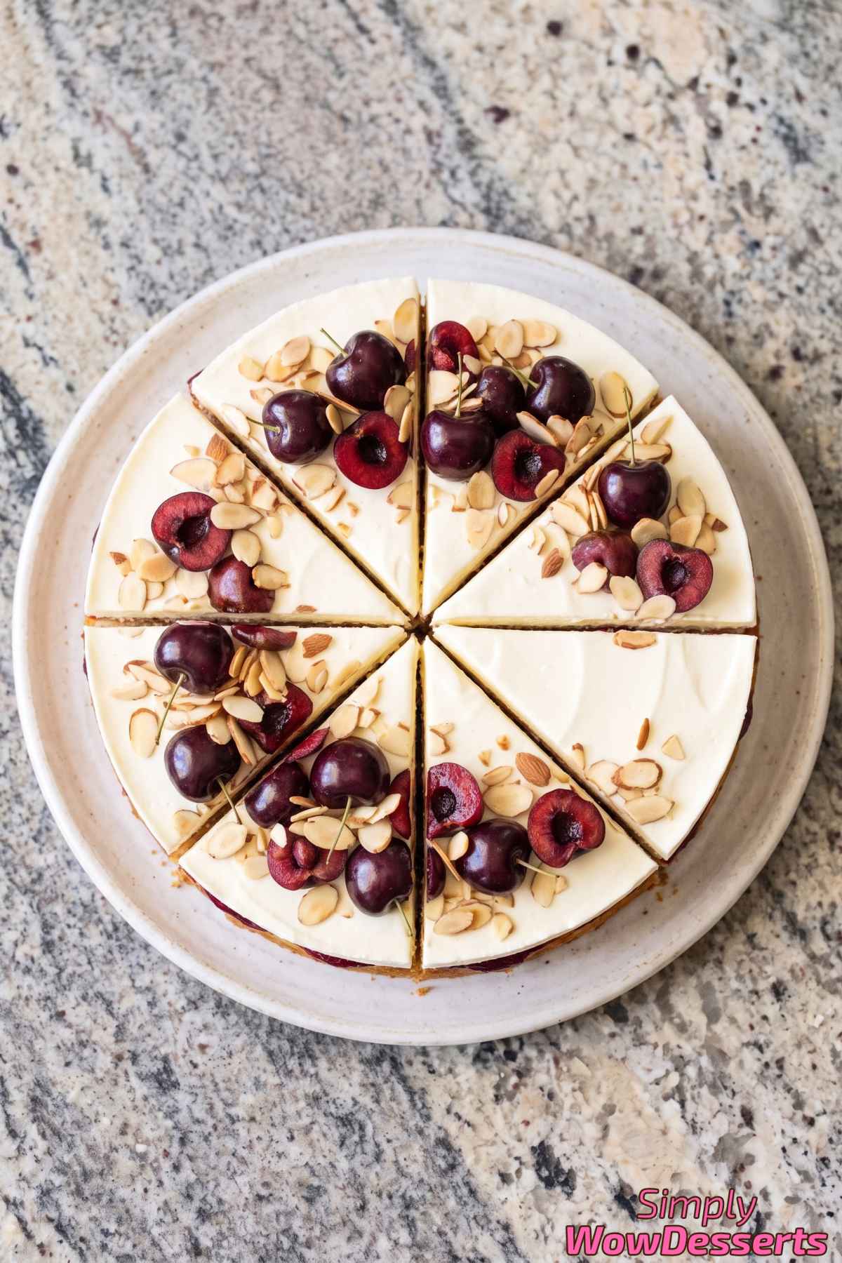 Fresh cherry almond mousse cake treat
