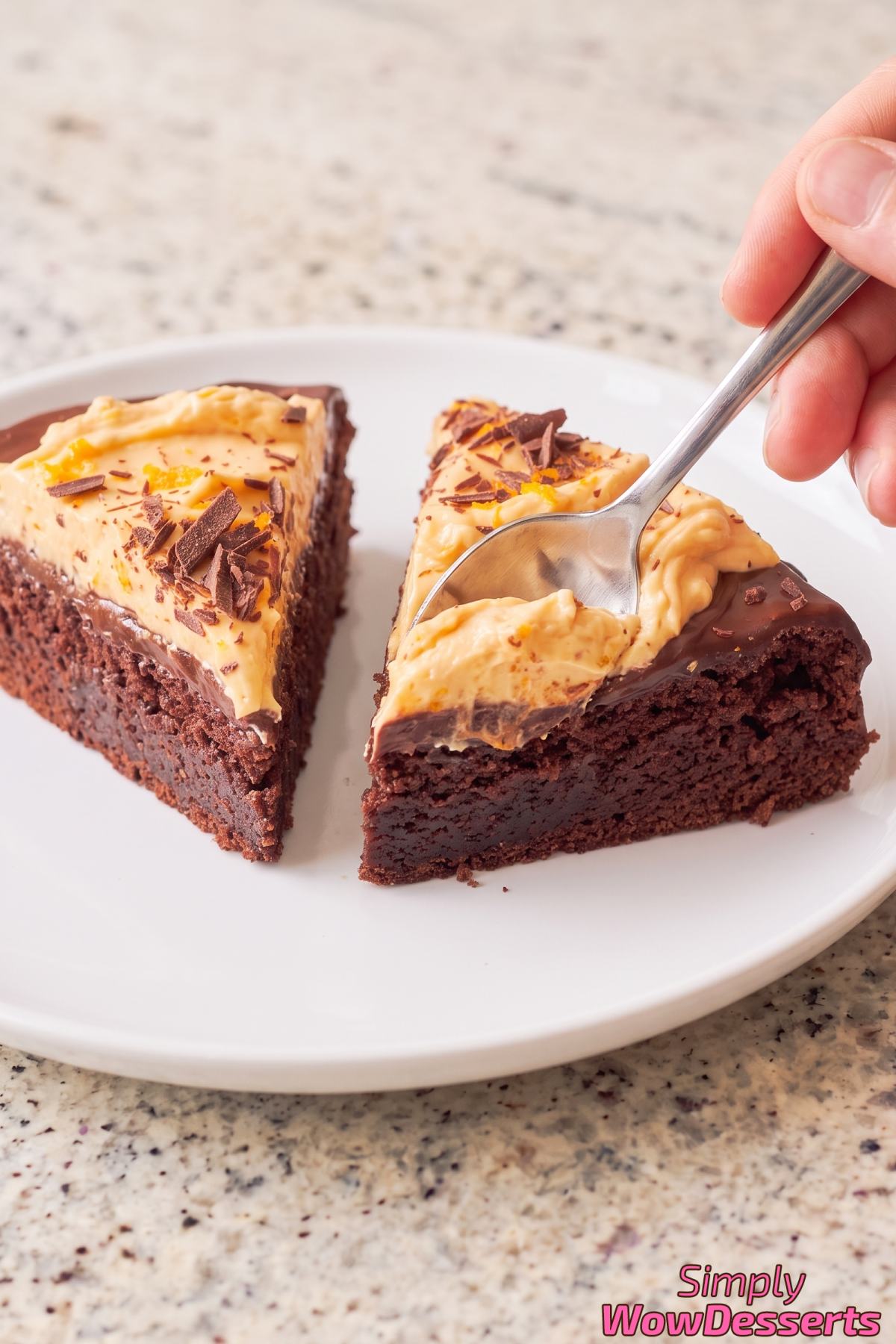 Chocolate orange truffle cake slice