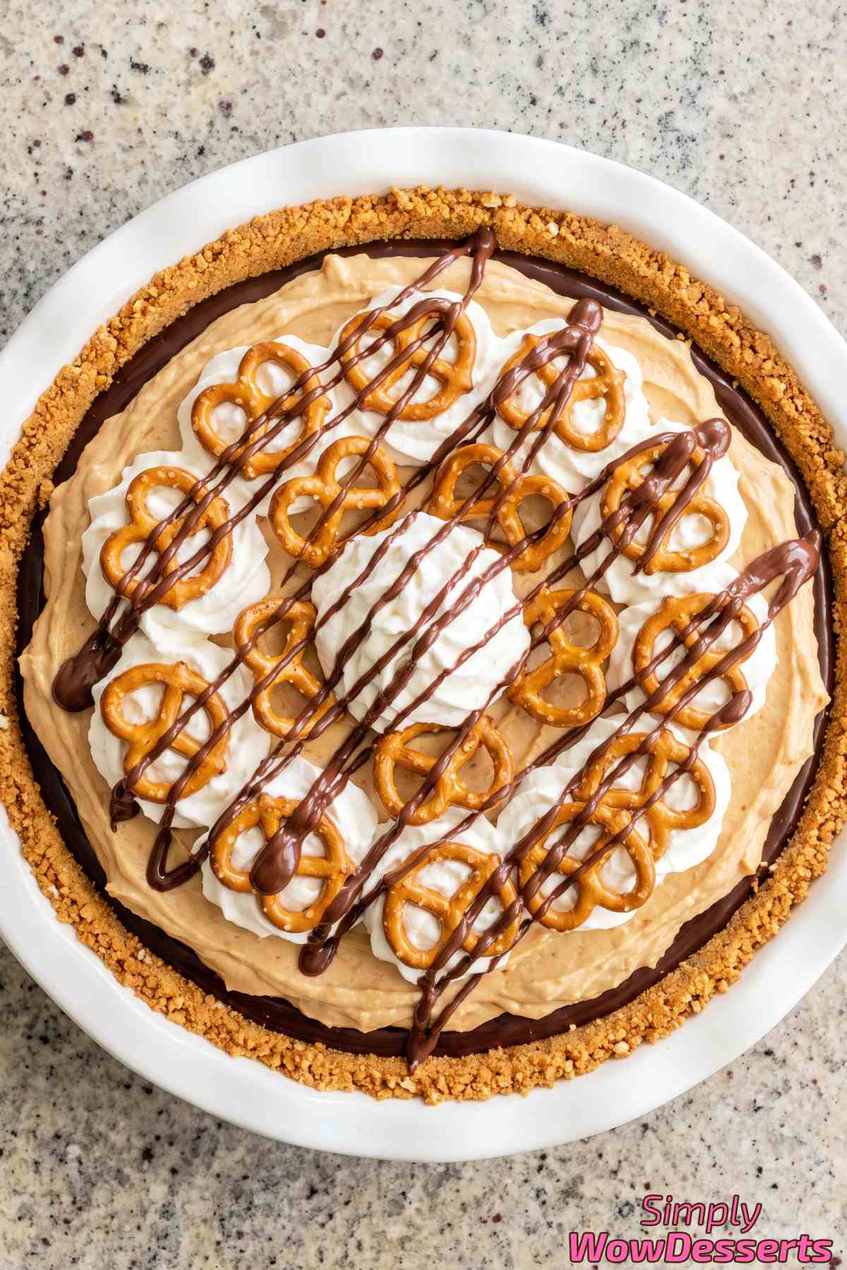 Decadent peanut butter pretzel pie