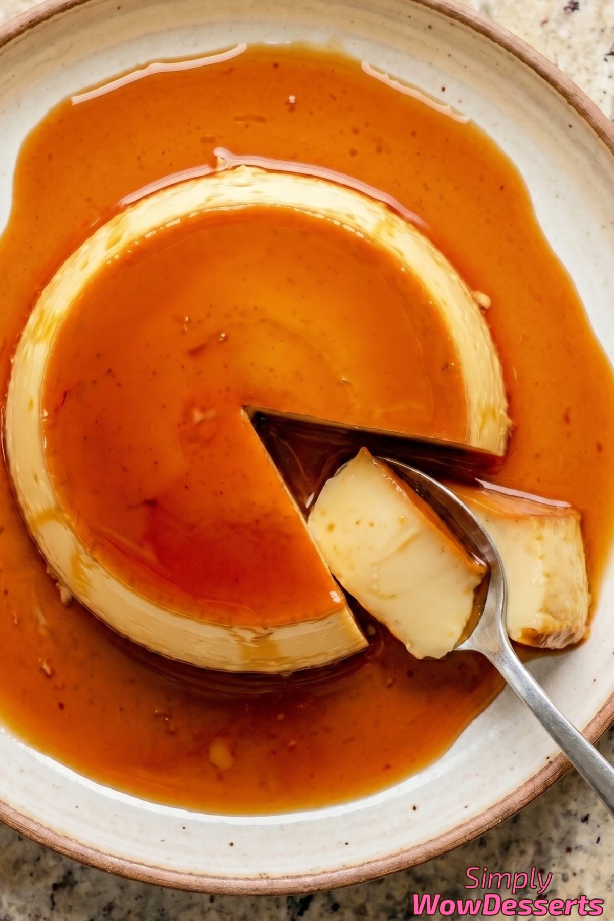 Smooth homemade caramel flan dessert