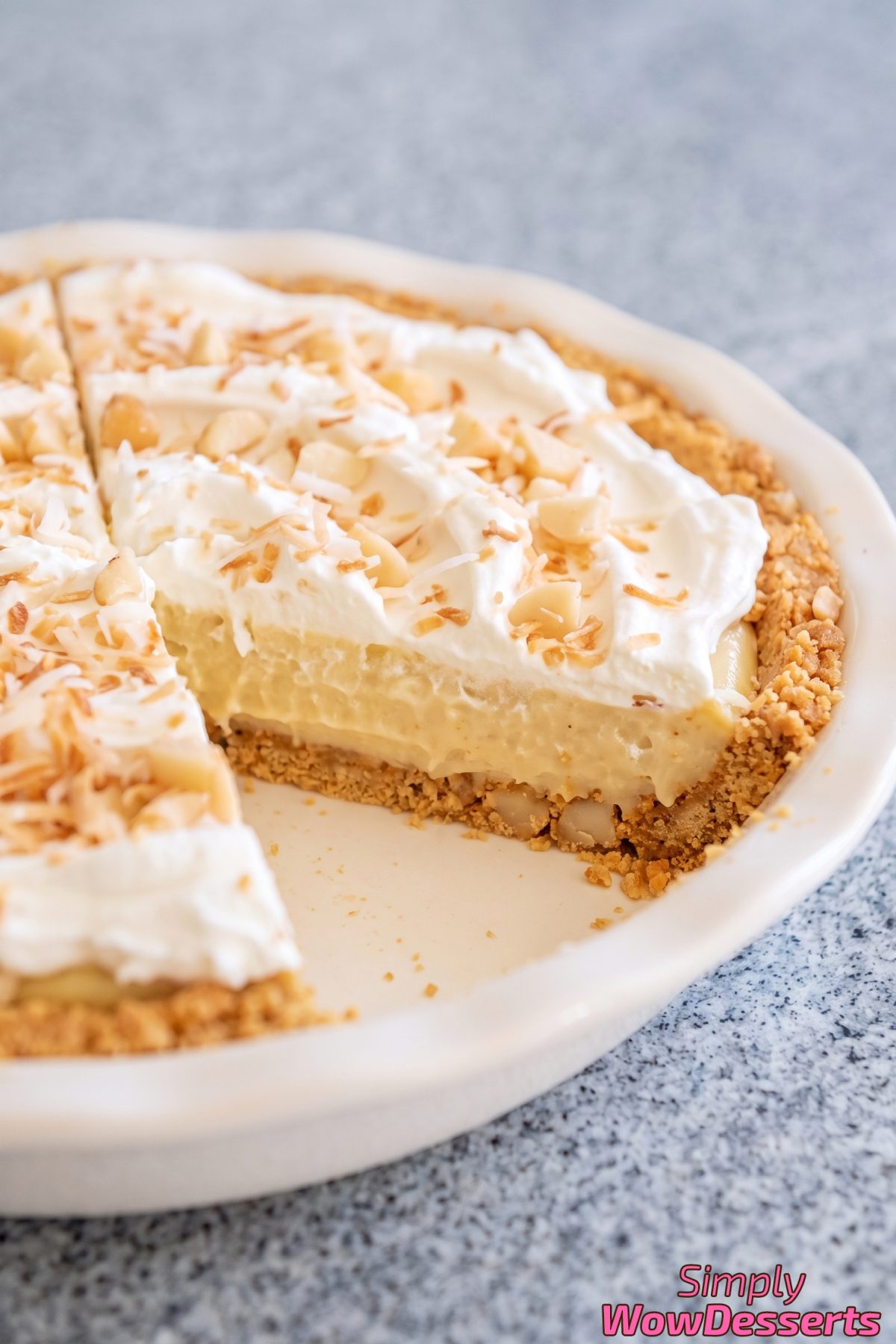 Easy coconut macadamia cream pie